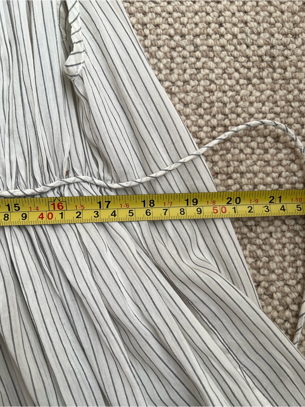 3.1 Phillip Lim White + Light Gray Striped Grecian style Midi Dress | Size 4 - Picture 10 of 11